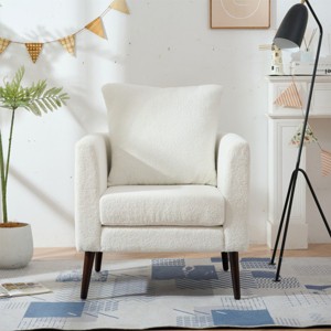 Barrel Chair,Chenille Accent Chair,Fabric Armchair Club Chair,Upholstered Arm Chair With Wood Legs,Waist Pillow,Padded Single Chair-Cuddlewood - 1 of 4