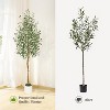5/6/7 FT Artificial Olive Tree, Realistic Natural Wood Trunk, Plant with White Flower Pot and Green Fake Moss Outdoor Tree for Home Porch Decoration - 2 of 4