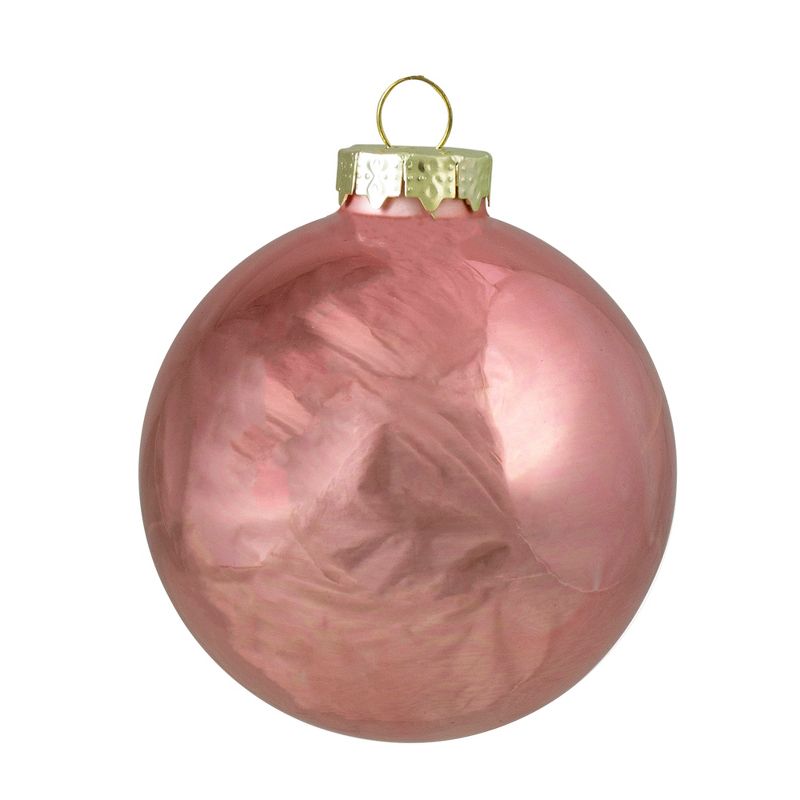 Northlight 4ct Pink 2-Finish Glass Christmas Ball Ornaments 4" (100mm), 3 of 7