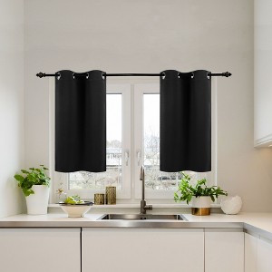 PiccoCasa Window Rod Pocket Valance Thermal Insulated Curtain Panels 2Pcs - 1 of 4