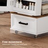 GlasFlength Full Length Mirrors Jewelry Mirror Cabinet Standing with Hidden Wheels 3 Storage Shelves for Room, White, 15.74"*14.56"*58.74" - 3 of 4