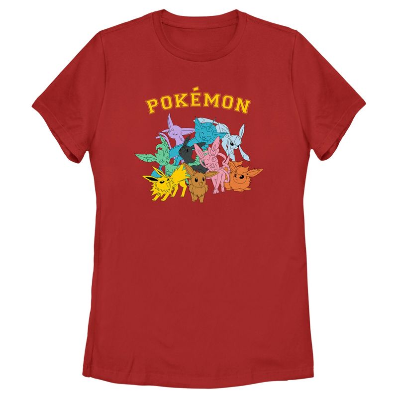 Women's Pokemon Colorful Eeveelutions Animals T-Shirt, 1 of 5