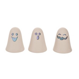 Transpac Ceramic Light Up Ghost Set of 3 Halloween Home Decorations - 1 of 2