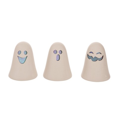 Transpac Ceramic Light Up Ghost Set of 3 Halloween Home Decorations - image 1 of 2