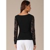 INSPIRE CHIC Women's Wrap V Neck Floral Lace Mesh Long Sleeve Fitted Casual Blouses - 4 of 4