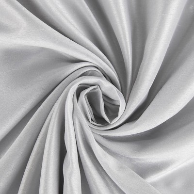 Chrome Gray Faux Silk Blackout Back Tab Curtain Panel
