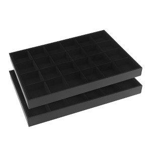 Unique Bargains Stackable Velvet Jewelry Organizer Storage Trays with Removable Dividers Set of 2 - 1 of 4