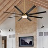 Airsurfer 72" Black Windmill Ceiling Fan with Color-Changing LED Light & Remote, 8 ABS Blades for Large Rooms, DC Motor, 7''&12'' Downdods - 3 of 4