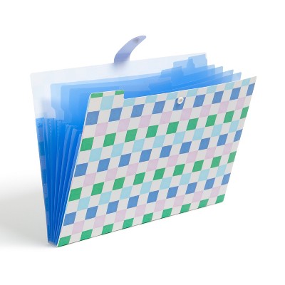 U Brands 6 Pocket Open Top Expandable File Folder Old Money Prep Checkered