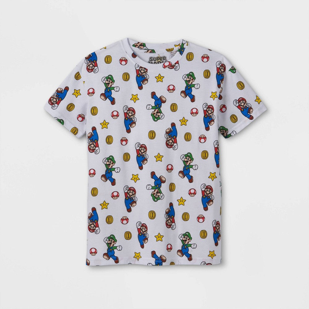 Boys' Nintendo Super Mario Short Sleeve Graphic T-Shirt - White XS