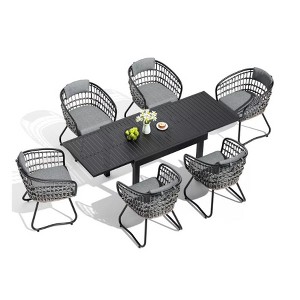 Crestlive Products Modern Aluminum Outdoor Dining sets Expandable Patio Dining Table with arm chairs for 4-10 People Outside - 1 of 4