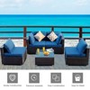 Tangkula 6-Piece Patio Furniture Set w/ 30" Propane Fire Pit Table Outdoor PE Wicker Conversation Set w/ Cushions &Tempered Glass Coffee Table - 4 of 4