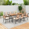 Tangkula 9 PCS Patio Dining Set w/ Rectangular Acacia Wood Dining Table 8 Cushioned Chairs - 2 of 4