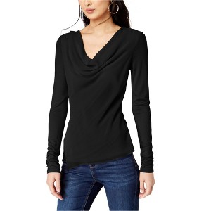 I.N.C International Concepts Womens Cowl Neck Pullover Blouse, Black, Medium - 1 of 1