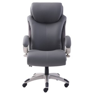 Big & Tall Executive Bonded Leather Office Chair with Air Technology Gray - Serta
