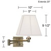 Barnes and Ivy Modern Swing Arm Wall Lamps Set of 2 Antique Brass Plug-In Light Fixture Ivory Square Shade Bedroom Bedside Reading - 3 of 3