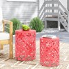 VisioGear Patio End Tables, 2-pcs Patio End Tables, Indoor Outdoor Nesting End Carved Trellis Design Side Table, Red, 13.75"*13.75"*18" - 4 of 4