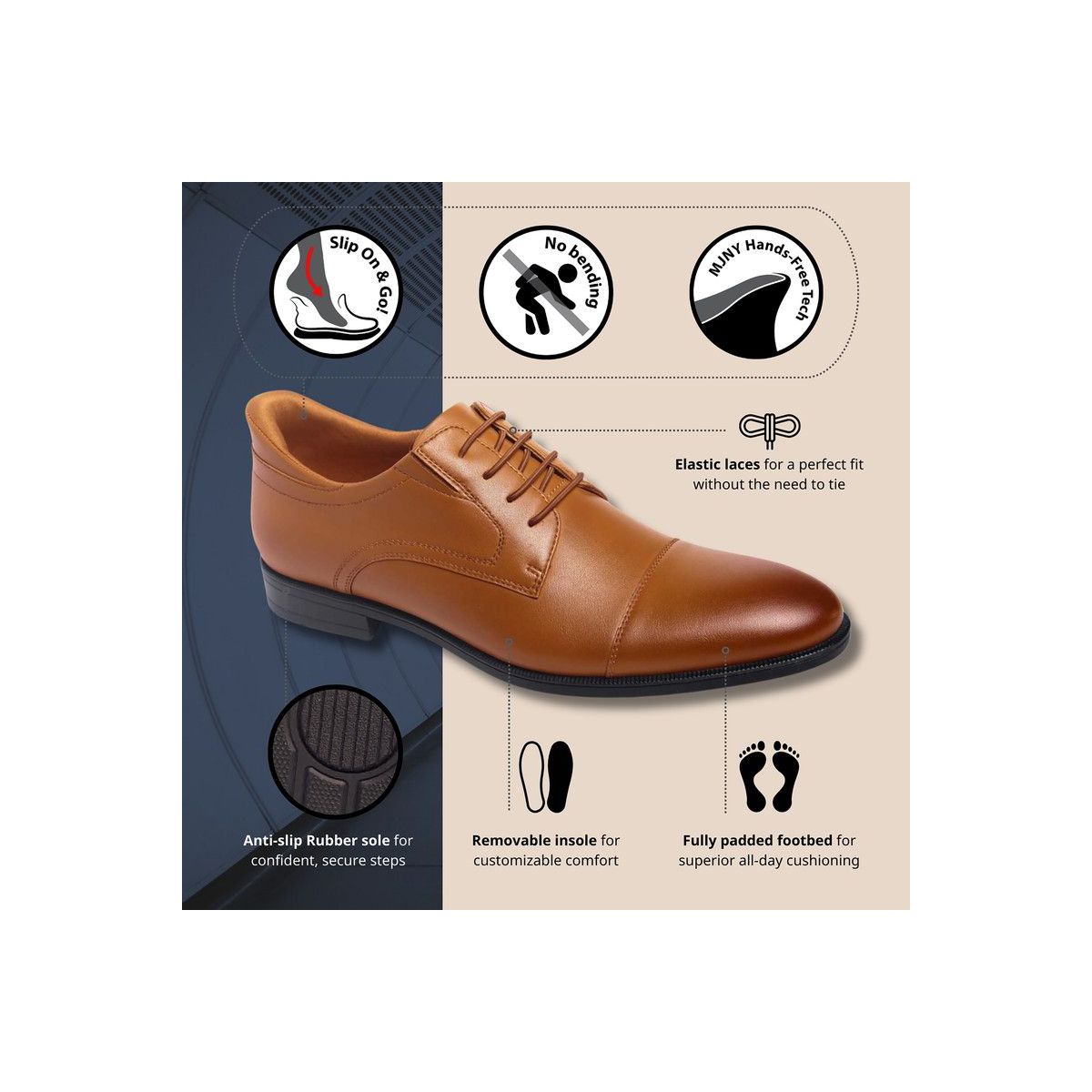 Marc Joseph New York | Mens Hands Free Slip On Technology Baker Street Captoe Dress Oxford - thumbnail 8
