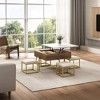 Vynxaria Series 31.5 in. White and Walnut Square MDF End Table with Lift-Top and 4 Ottomans - 3 of 4