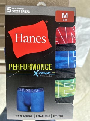 Hanes Boys' 5pk Originals Printed Boxer Briefs - Blue/black S : Target