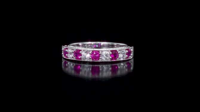Silver 4/5ct Created Ruby and Created White Sapphire Ring, 2 of 5, play video