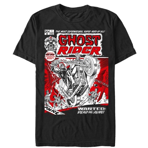 Men s Marvel Ghost Rider Comic Book Cover Print T Shirt Black Medium