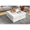 Damerin High Gloss Multi-Storage Square Accent Coffee Tables With Drawers-White - 4 of 4