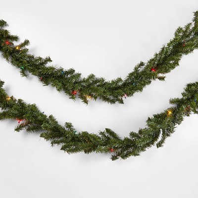 18' Pre-lit Artificial Pine Christmas Garland with Multicolored Lights - Wondershop™