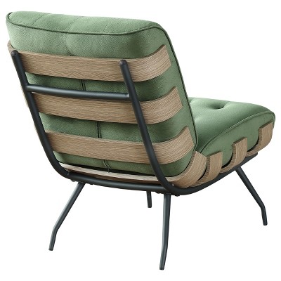 Mid Century Modern Green Velvet Metal Accent Chair