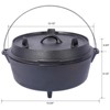 VisioGear Outdoor Camping Deep Pot, 6 Quart Grill Cookware With Skillet Lid for Camping, Leg Base, Black, 13.7"*13.7"*8.1" - 3 of 4