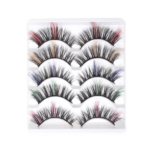 Unique Bargains 3D Mixed Color False Eyelashes Colorful 5 Pair - 1 of 4
