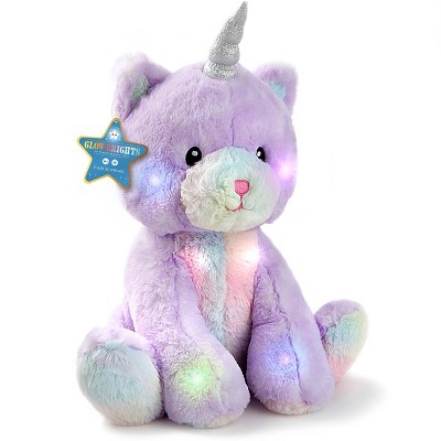 FAO Schwarz Glow Brights Toy Plush LED with Sound Kittycorn 15" Stuffed Animal