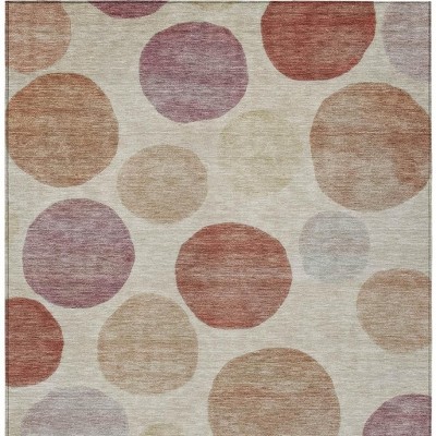 HomeRoots 8' X 10' Salmon Ivory And Mauve Geometric Washable Indoor Outdoor Area Rug