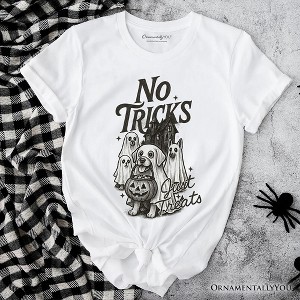 No Tricks Just Treats Dog T-Shirt, Funny Halloween Puppy Tee with Scary Vibes | OrnamentallyYou - 1 of 4
