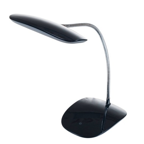 Battery Powered LED Desk Lamp with Adjustable Metal Gooseneck (Black)