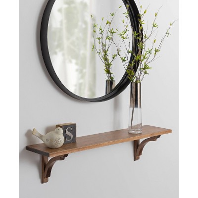 Rustic Brown Floating Wood Wall Shelf - 36" Length