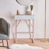 Tempered Glass Marble Pattern Small Makeup Table Dressing Table Nightstands Bedroom Livingroom Furniture - 2 of 4