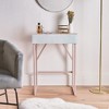 Tempered Glass Marble Pattern Small Makeup Table Dressing Table Nightstands Bedroom Livingroom Furniture - image 2 of 4