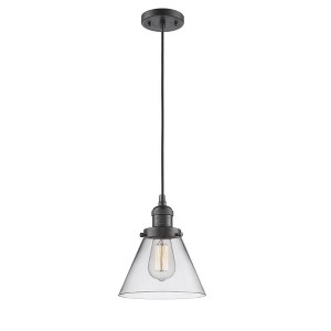 Cone - 1 Light Cord Hung Mini Pendant In Industrial Style-10 Inches Tall and 8 Inches Wide - 1 of 1