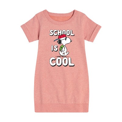 - Peanuts - School Is Cool Graphic Short Sleeve Fleece Dress