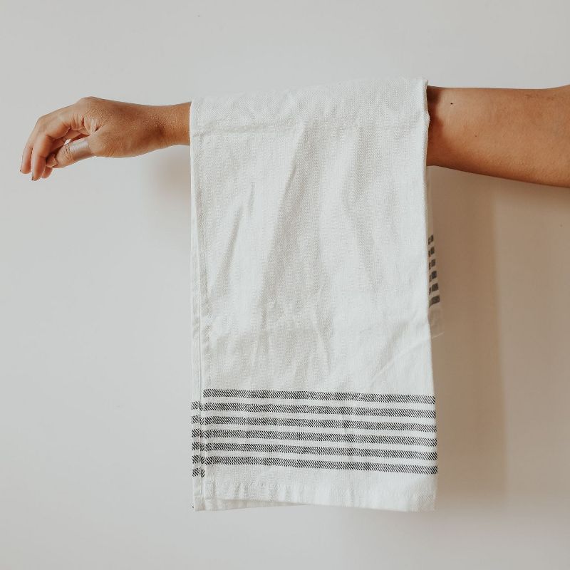Sweet Water Decor Six Horizontal Black Stripe Hand Towel - 18x32", 2 of 6