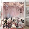 Paaaawaters 1-Piece Sparkling Pink Rose Shower Curtain Set - Elegant, Waterproof Bathroom Decor with 12 Easy-Glide Hooks - 4 of 4