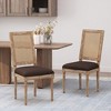 Lyngins Set of 2 French Country Dining Chair with Cane Backrest, Rubberwood Frame Armless Chair, Distressed Finish Kitchen Chair & Living Room Chair - 2 of 4