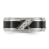 Chisel Titanium Polished with Black Carbon Fiber Inlay and Cubic Zirconia 8mm Band Ring - 4 of 4