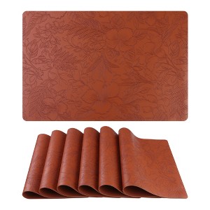 REGALWOVEN Faux Leather Non-Slip Heat-Resistant Washable Placemats 18 x 12 Inch 6 Pcs - 1 of 4