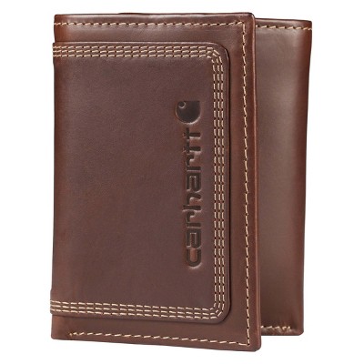 Geenric Men's Top Grain Leather Trifold, Contrasting Stitch, Brown, One Size
