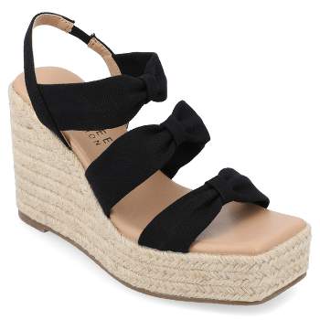 Journee Collection Womens Santorynn Tru Comfort Foam Sling Back Espadrille Platform Wedge Sandals