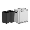2 x 4 Gal (2 x 15L) Stainless Steel Dual Trash Can with Step-On Pedal, Soft Close Lid and Removable Inner Buckets, White Recycling Bin - 2 of 4