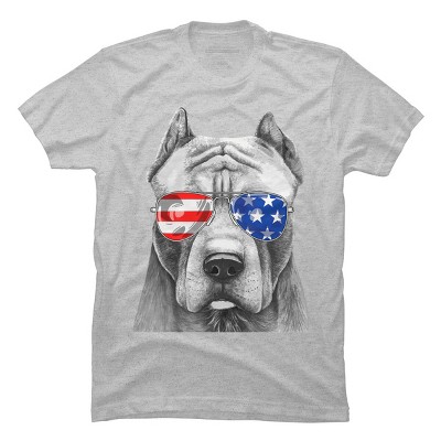 Men's Design By Humans American Pitbull With Sunglasses By T-Shirt