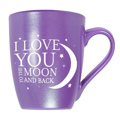 Elanze Designs I Love You To The Moon And Back Passion Purple 10 ounce New Bone China Coffee Cup Mug